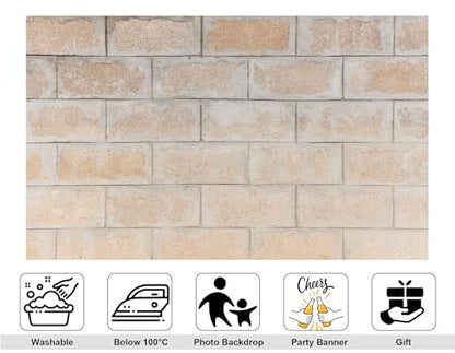 8x6ft Concrete Block Wall Backdrop with Neutral Finish and Industrial Tone Photography Background for Urban Party and Wall Decorations Banner Photo Booth Props - size: 8x6ft