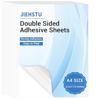 30 Sheets A4 Double Sided Adhesive Sheets, 8.3 x 11.5 Inch Super Strong Sticky Tape for Arts Craft Scrapbooking Photo Albums Home Decorative