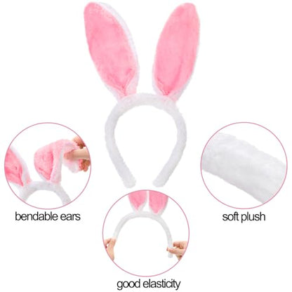 Yesland 20 Pack Bunny Ears Headband, Plush Easter Rabbit Ear Hairband for Easter Birthday Halloween Party Favors