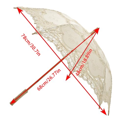 Chinese Japanese Handmade Parasol Umbrella,Asian Decoration DIY Art Dance Classical Umbrella for Wedding Parties Photography Costumes Cosplay(1 PCS) - color: umbrella Lace Beige, size: 30.7" Lace Umbrella
