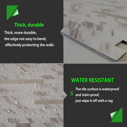 10-Sheet Peel and Stick Backsplash Tile, PVC Mixed Metal Stick on Kitchen, Bathroom Vanities, Fireplace Décor, Laundry Table(White Marble + Silver-2) - color: White Marble + Silver-2