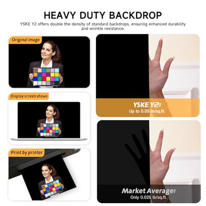 Professional Black Photography Backdrop10X8- Heavy-Duty Machine Washable Seamless Background for Studio & Video - color: Black, size: 10X8