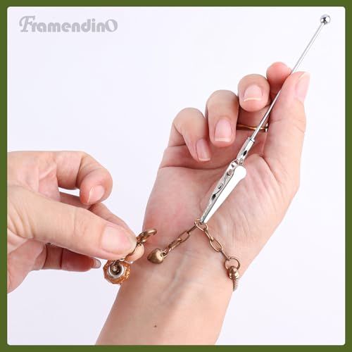 Framendino, 6 Pack Beaded Alligator Clips Long Tailed Clamp Photo Clip Holder Card for Garden Office Crafts