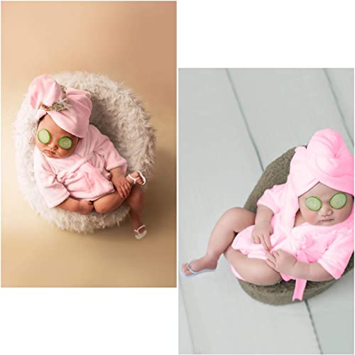 Newborn Photography Props Baby Girl 5 PCS Bathrobes Bath Towel Outfit with Slippers Cucumber Photo Props for Infant Boys Girls(0-6 Months) - size: 2.76" x 1.97"