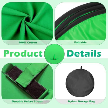 Portable Green Screen Chair, 57 in Collapsible Greenscreen Backdrop with Stand Double Sided Green Background, Chroma Key Backdrop for Zoom/Streaming, Gaming & Meetings - size: 57in