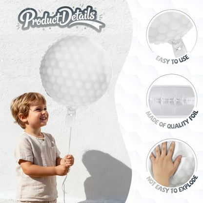 Biapian Golf Balloons Set, 18 Inch Golf Aluminum Foil Balloons, 6 Pcs Large Sports Golf Ball Themed Party Balloon Helium for Boys Men Hole In One Birthday Sport Birthday Party Decorations Supplies - style: Golf