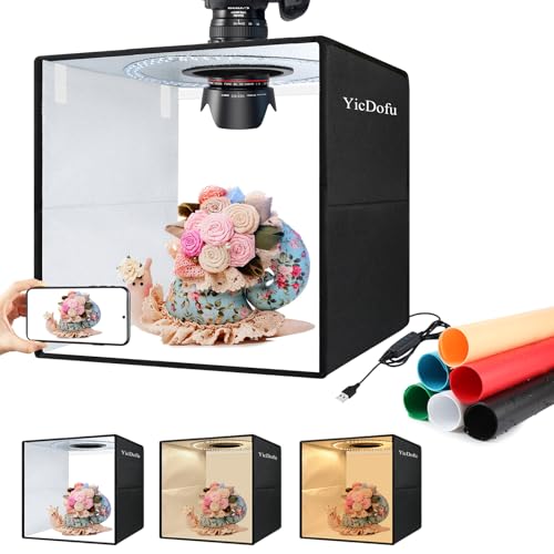 12''x12'' Foldable Photo Light Box Studio Kit with 120 LED Ring Light 3 Lighting Modes & 6 Color Backdrops Portable Shooting Tent for Product Photography Jewelry Small Items - size: 12" x 12" x 12"