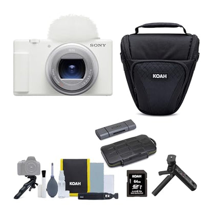 Sony ZV-1 II Vlog Camera for Content Creators and Vloggers (White) with ACCVC1 Accessory Kit