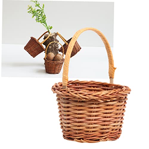 Alipis 1pc Mini Handwoven Decorative Basket Light Brown Easter Activity Prop Desktop Decoration for Home School for Events and Photo Styling - size: 8.00X8.00X5.00CM