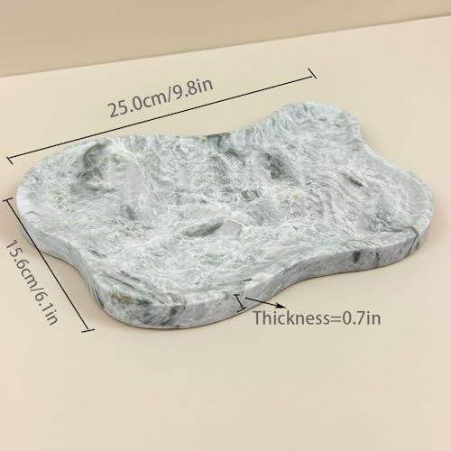 WneFu Choiziic Natural Decorative Tray, Cloud Shape, Modern Style, Polished Finish, Bathroom Kitchen Counter Vanity Organizer (Green-Marble-M) - color: Green (Marble)