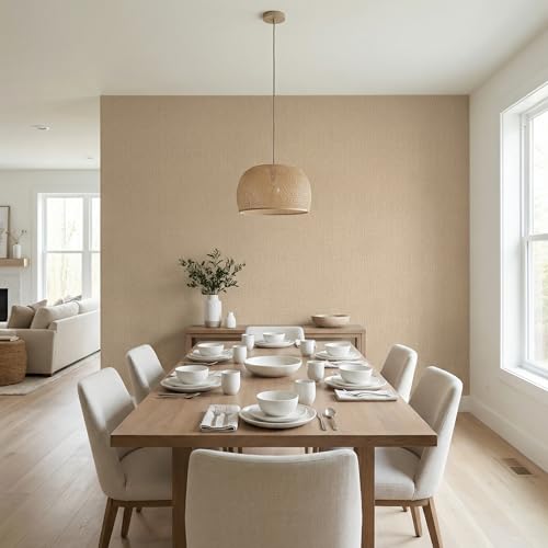 WADILE Grasscloth Peel and Stick Wallpaper 15.7in x 78.7in, Textured Contact Paper for Cabinets, Faux Linen Wall Paper Pull and Stick, Fabric Vinyl Wallpaper Self Adhesive Khaki - color: Khaki, size: 15.7" x 78.7"