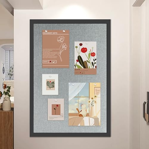 20×30 Inch Cork Board for Wall Hanging with Linen, Bulletin Board with Push Pins, Mounted Memo Message Board for Home Office Decor, Dorm Room Essentials, Classroom Organization - color: Grey, size: 20*30inch