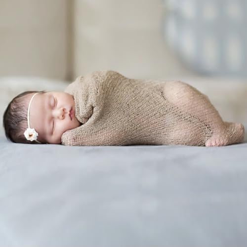 Newborn Photography Props Stretch Newborn Photography Wrap Blanket for Baby Boys Girls Posing Photo Shoot Props - color: Beige