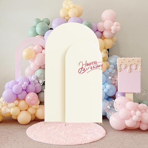 HAINARverS Set of 2 Wedding Arch Cover 6FT,7.2FT Spandex Fitted Stretchy Arch Stand Covers,2 Sided Round Top Chiara Backdrop Cover for Birthday Party Banquet Baby Shower Arch Decoration(Ivory) - color: Ivory, size: 6FT,7.2FT