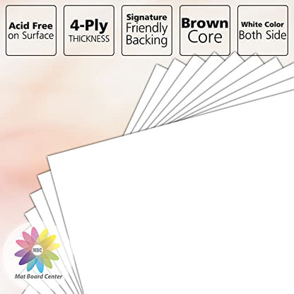 Mat Board Center, 10 Pack 8x10 White Backing Boards, Cardboard for Arts, Prints, Frames, Photos and More - size: 8x10