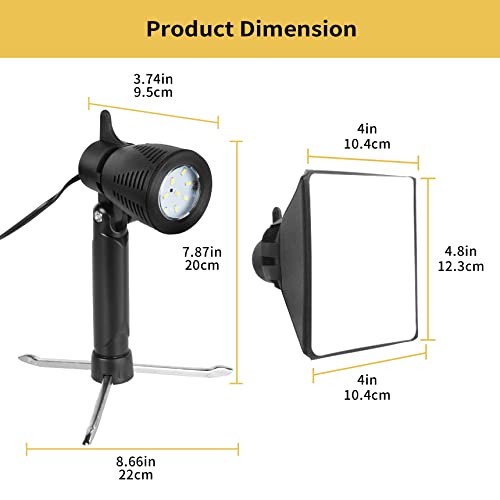 Meking Mini Softbox Photography Lighting Kit, Portable 4x4.8in Continuous Lighting LED Lamp with Collapsible Diffuser for Video Tabletop Studio Small Product Shooting, 2 Sets - color: White Light