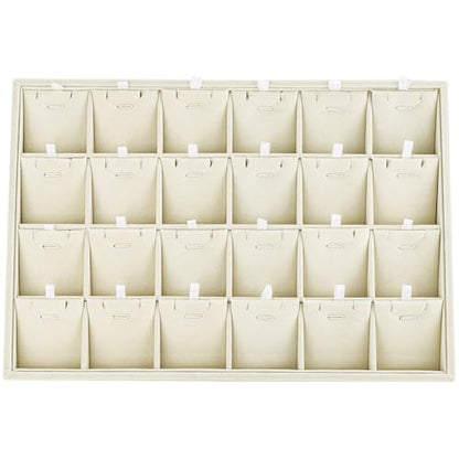 24 Grids Stackable Jewelry Tray Organizer with Removable Dividers, Velvet Jewelry Display Tray for Earrings Necklaces Bracelet Rings Display Showcase - Light Khaki - color: Light Khaki