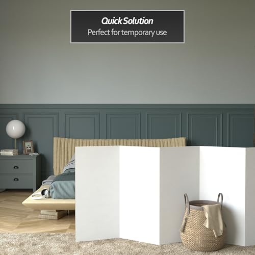 3 ft. Short White Temporary Cardboard Folding Screen - 6 Panels - size: 3 ft Short - 6 Panel