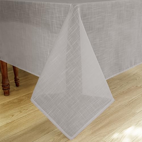 Linen Textured Rectangle Tablecloth, Slubby Lightweight Table Cloth 52 x 108 Inch, Water Resistant Stain Resistant Farmhouse Burlap Table Cover for Kitchen Dining Room - color: Light Grey, size: 108" x 52" (Rectangular) (1 Pack)