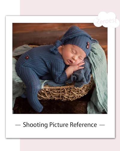Zeroest Newborn Photography Props Boy Outfits Baby Photo Props Outfit Newborn Boy Photo Shoot Hat Set (Blue) - color: Blue