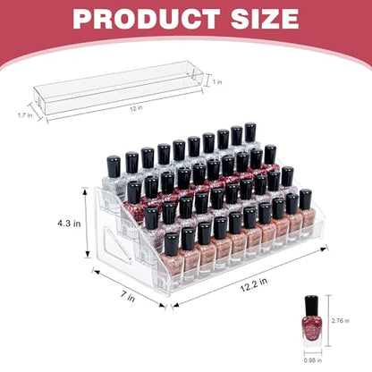 4-Tier Clear Acrylic Nail Polish Storage, Holds 32-64 Bottles, Multi-Purpose Nail Polish Rack, Sunglasses, Essential Oils and Cosmetics - size: 4-tier