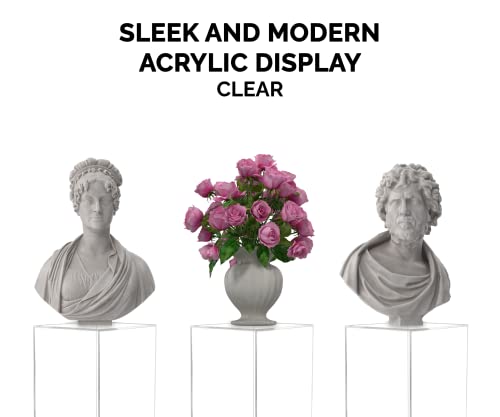 Marketing Holders Tall Pedestal Display Box with White Base 12" x 12" x 40" Acrylic Lucite Display Cube Art Sculpture Stand Trinkets Collectibles - color: 12" X 12" X 40" Clear With White Base