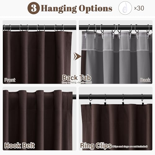 Guken Coffee Linen 100% Blackout Curtains for Bedroom 120 Inches Long Elegant Black Out Light Blocking Thermal Insulated Back Tab Patio Curtain for Sliding Door Dining Room 2 Panels Set 52x120 10Ft - color: Coffee, size: 52"W x 120"L (Pack of 2)