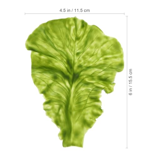 Artificial Lettuce Leaves: Fake Green Leaf Lettuce - PVC Realistic Fake Green Leaves for House Kitchen Party Pub Easter Spring Photography Prop Food Plating