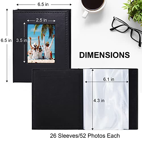Vienrose Small Photo Album 4x6 Photos, 2 Pack Leather Cover Mini Photo Book, 26-Page Holds 52 Pictures, Artwork or Postcards Storage, Black - color: Black, size: 26 Pockets
