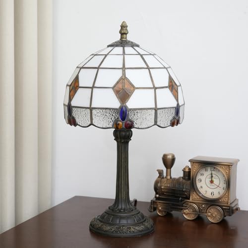 Mediterranean Style Geometric Pattern Small Tiffany Lamp Stained Glass Table Lamp Cute Unique Bedside Nightstand Light Living Room Dining Room Decorative Desk Lamp Atmosphere Lamp Creative Gift - color: stained glass Lamp G