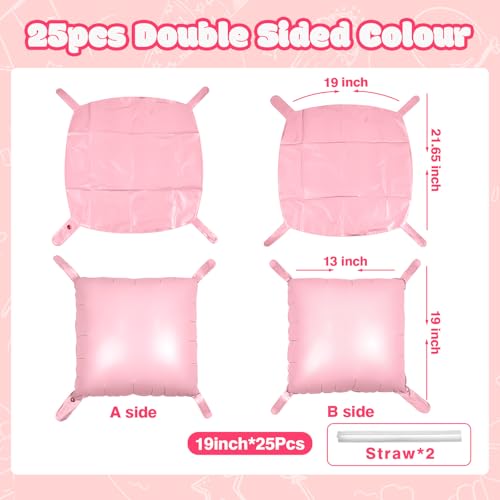 NISOCY 25PCS Pink Square Foil Balloons Wall Backdrop Double Sided Pastel Pink Balloons Arch Kit for Birthday Baby Bridal Shower Gender Reveal Easter Wedding Anniversary Party Decorations - color: B04 - Pastel Pink, size: 25PCS