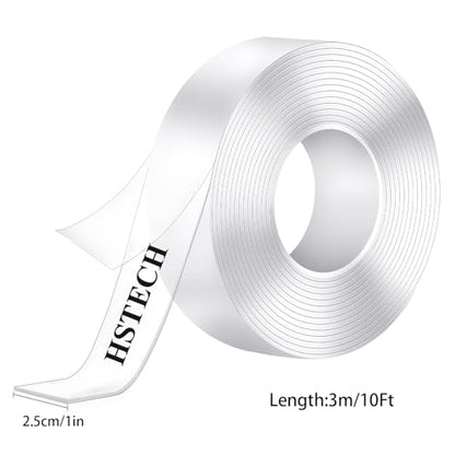 HSTECH (1in 10Ft) Double Sided Tape Heavy Duty Acrylic Sticky Mounting Tape Clear Removable Strong Two Sided Adhesive for Sign/Photo/Poster/Picture Mount/Paste Items/Craft Wall Mounting