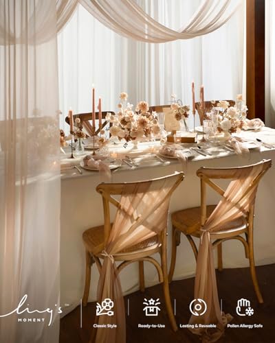 Ling's Moment Luxury Cloth Wedding Napkins - 19x19 Inch Reusable Cheesecloth Linen Napkins for Wedding Reception, Bridal Shower, Dinner Table - Washable, Durable (Set of 10), [Ivory] - color: Wht-ivory