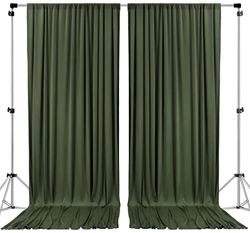 AK TRADING CO. 10 feet x 8 feet IFR Polyester Backdrop Drapes Curtains Panels with Rod Pockets - Wedding Ceremony Party Home Window Decorations - Olive Green - color: Olive Green, size: 10 ft x 8 ft