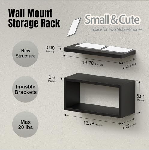 RICHER HOUSE Floating Shelves Bathroom, Black Floating Shelves for Wall, Above Toilet Bathroom Shelves, Wall Mounted Hanging Shelves for Bedroom, Kitchen, Living Room Decor - Black - color: Black, size: 1+1