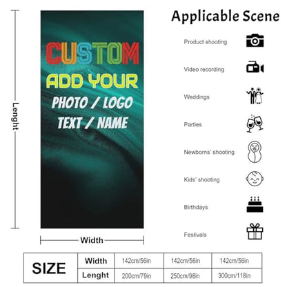 Custom Backdrop, Personalized Backdrops Photography Cloth Design Your Own Photo Logo Text, Custom Backdrop for Photography Screen Sheet Video Studio Portrait Photoshoot Parties - 56"×98" - color: 56"×98" / 142×250cm