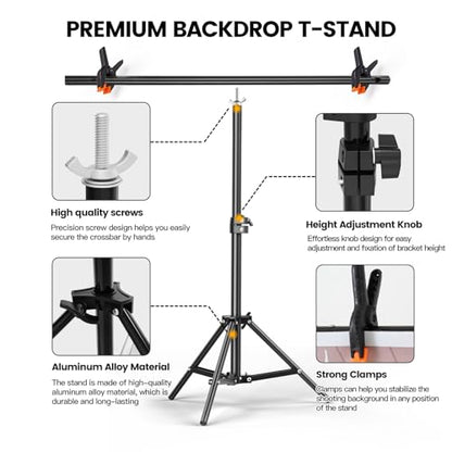 8PCS 16 Patterns Backdrop Papers with T-Stand, 22x34 Inch Double Sided Waterproof Dustproof Photography Backgrounds Paper,Clear and Realistic Picture Quality for Food, Jewelry Photo Shooting - color: T+8P