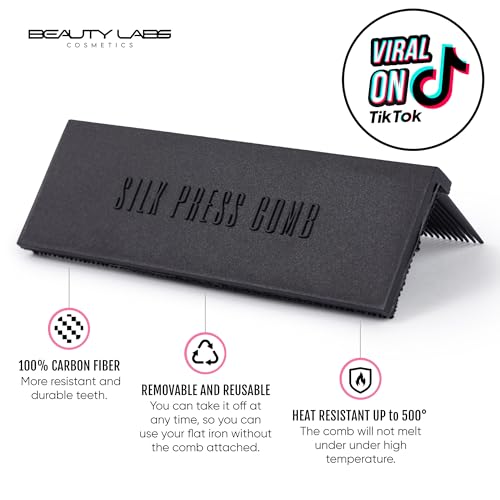 Hair Straightener Comb Removable Flat Iron Comb Attachment Clip On, Carbon Fiber, For Silky Smooth Results (BLACK) - color: Black