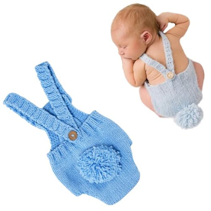 Easter Newborn Baby Photography Props Outfits,Boy Girls Photo Shoot Outfits Crochet Knitted Cute Romper Photo Props - color: Blue