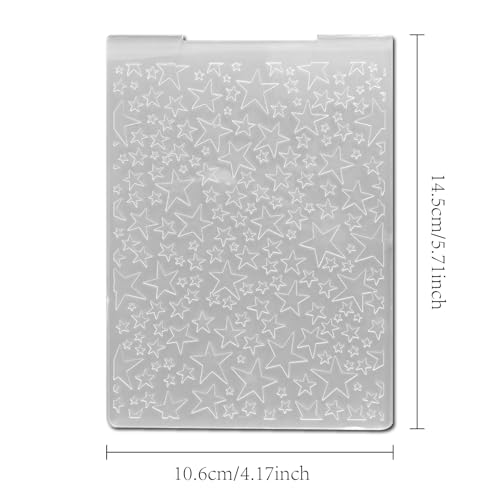 Arbuya Stars Background Plastic Embossing Folders for Card Making Christmas Star Embossing Folder for Scrapbooking Pages Paper Crafting Clay Decoration - color: stars background