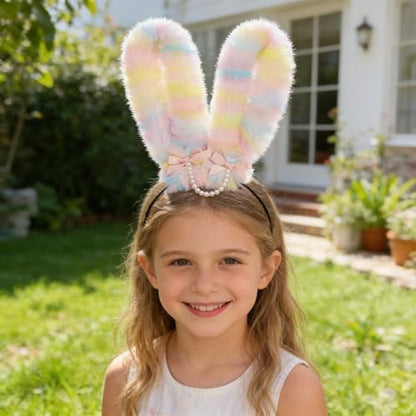 Easter Rabbits Ears Hairband Photo Props Easter Hair Hoop Hairband Party Headpiece Fun Headbands for Music Festival(Pink)