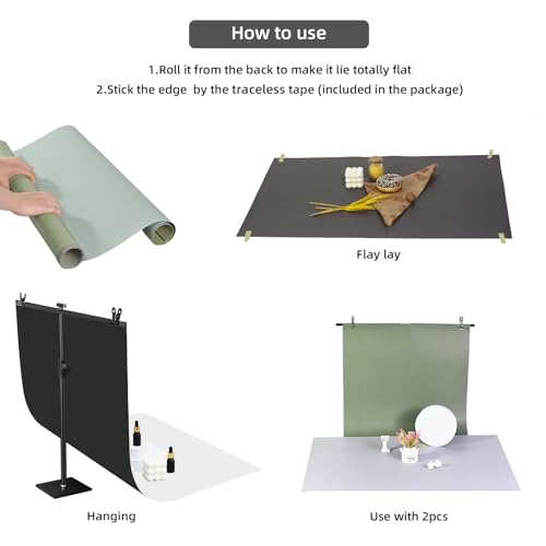 Photography Backdrops Small Product Background: Flat Lay Seamless Paper Props - Tabletop Photo Shoot for Jewelry Cosmetics Food .(22x34in, Dark) - color: Dark 6pcs/12color