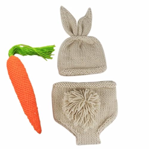 Newborn Easter Outfit Boy Photography Props Baby Bunny Handmade Crochet Rabbit Set Knit Hat Diaper Carrot Set for Kids - color: Short Pant Set