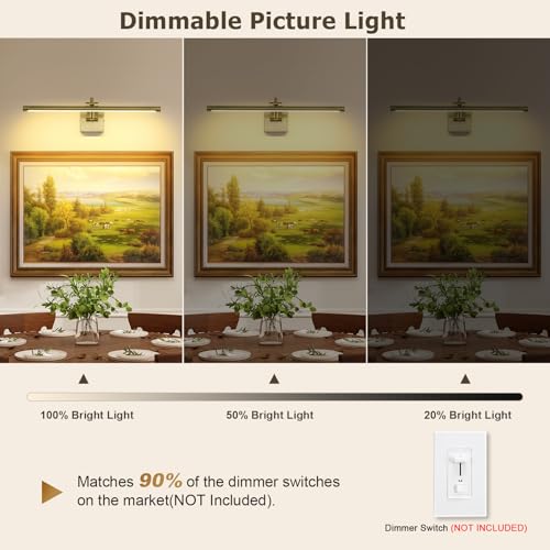 DESOOP LED Picture Lights for Wall Hardwired Antique Bronze Picture Frame Light Dimmable Painting Lights for Portrait Artwork 23.62 inch 14W 2700K - color: Hard-Wired Antique Bronze, size: Dimmable 23.62inch