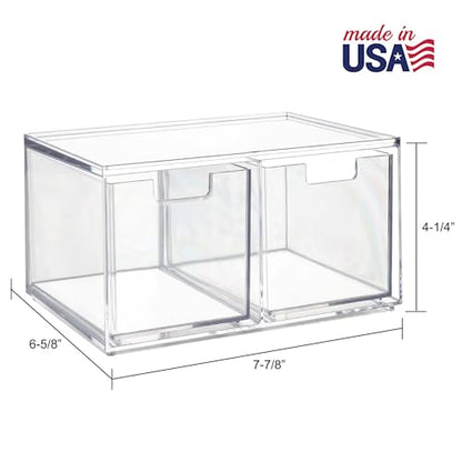 STORi Chloe Space-Saving Clear Drawer Organizer (4 Tall Drawers) Sort Office, Kitchen, Beauty Supplies, Makeup, Pens, Jewelry, Stationary, Made in USA - style: 3.5"W x 3.5"H Drawers (Set of 4)