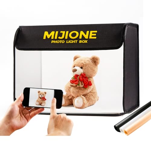 17"x13"x13"Light Box Photography,Foldable Bi-Color Dimmable Shooting Tent Kit with LED Lights & 3 Backdrops，Photo Light Box for Product Photography