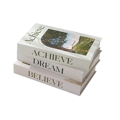 3 PCS Faux Decorative Books for Home Decor-Coffee Table Books Decor-Aesthetic Fake/Faux Books for Decoration,libros Decoration for Coffee Table, Shelf Accessories (Believe Achieve Dream) - color: Believe Achieve Dream