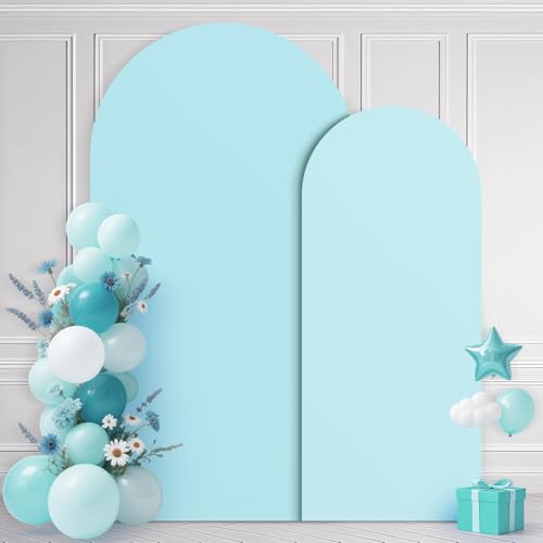 Ledido Wedding Arch Backdrop Cover 6FT 7.2FT Arch Covers 2Set Fitted Stretchy Spandex Round Top Stand Backdrop Cover for Wedding Banquet Ceremony Birthday Party Baby Shower Event Decoration,Light Blue - color: Light Blue, size: 6FT,7.2FT
