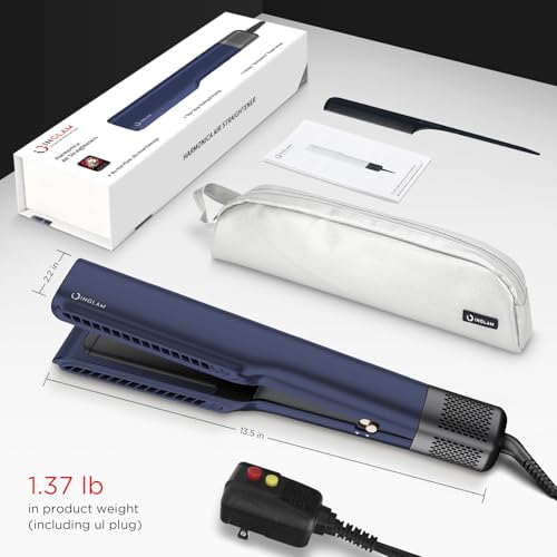IG INGLAM Air Straight, Style from Wet Hair, 200M Ionic Hair Dryer Straightener for Medium Long Length(14”-30”), Straightener and Dryer 2 in 1, Fast Drying and Straightening in One Step, Dark Blue - color: Prussian Blue