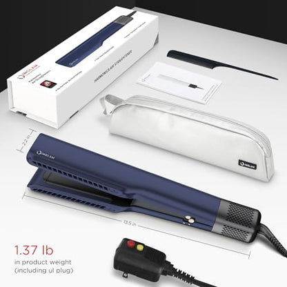IG INGLAM Air Straight, Style from Wet Hair, 200M Ionic Hair Dryer Straightener for Medium Long Length(14”-30”), Straightener and Dryer 2 in 1, Fast Drying and Straightening in One Step, Dark Blue - color: Prussian Blue